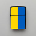 Ukrayna Ukraine Bayrağı - Benzinli Siyah Çakmak - Hediyelik