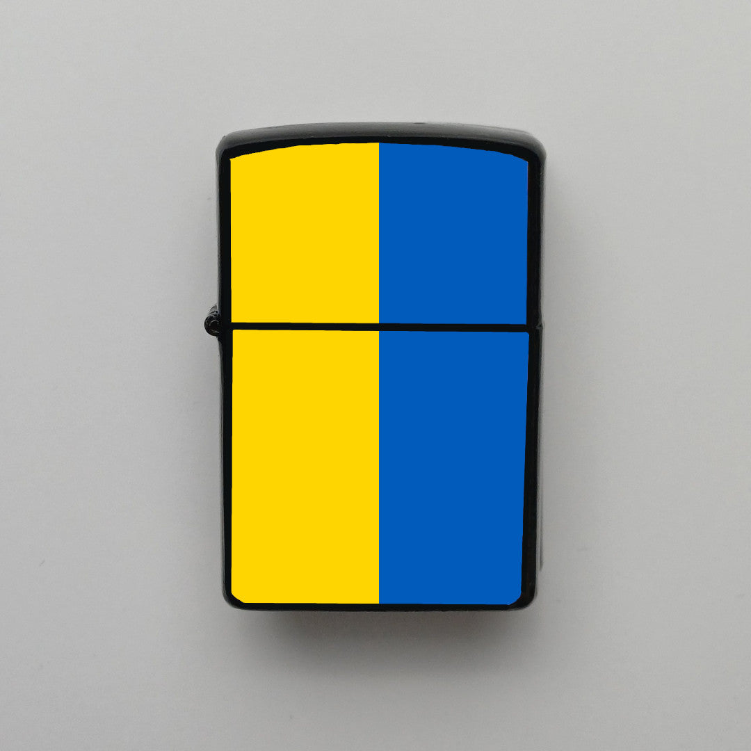 Ukrayna Ukraine Bayrağı - Benzinli Siyah Çakmak - Hediyelik