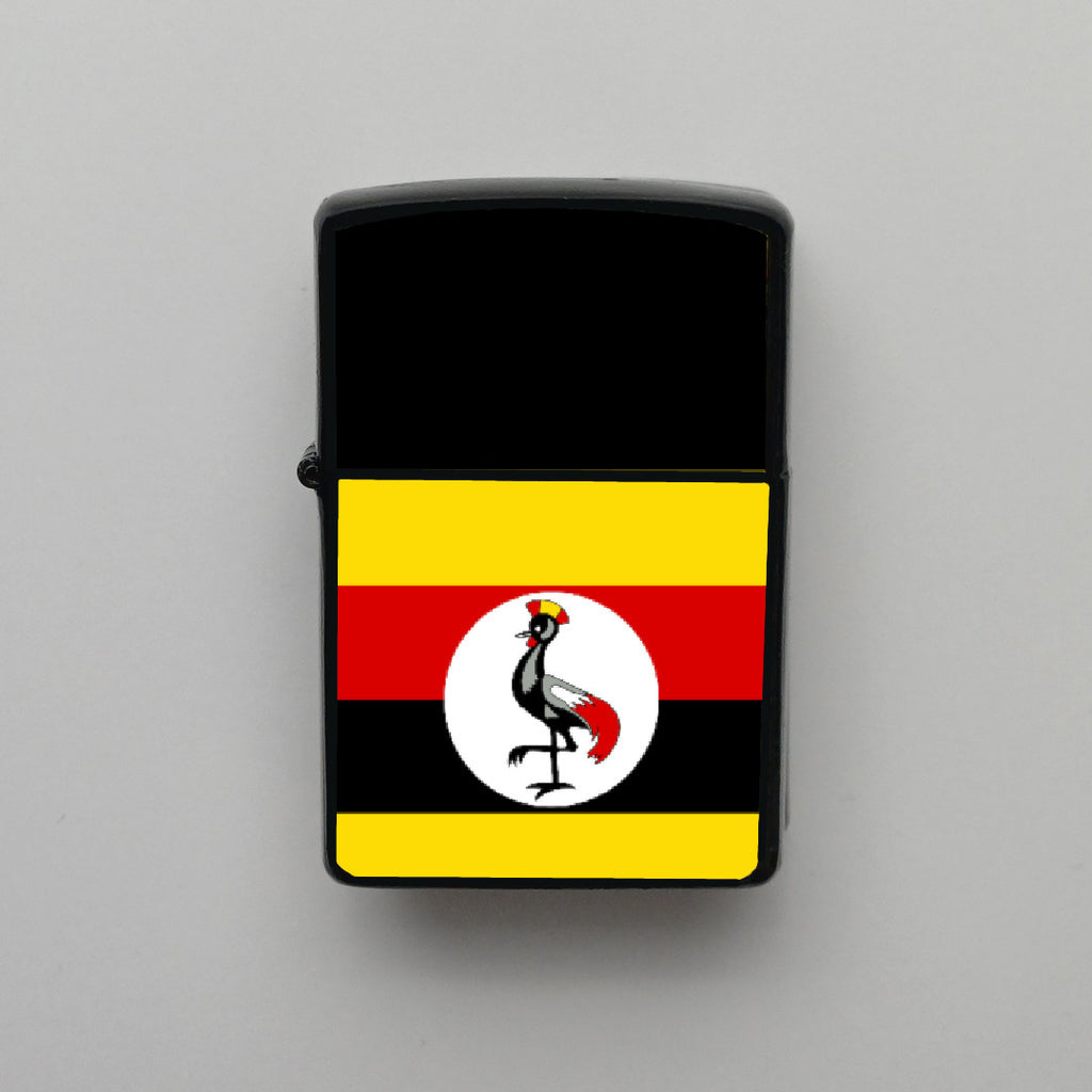 Uganda Bayrağı - Benzinli Siyah Çakmak - Hediyelik
