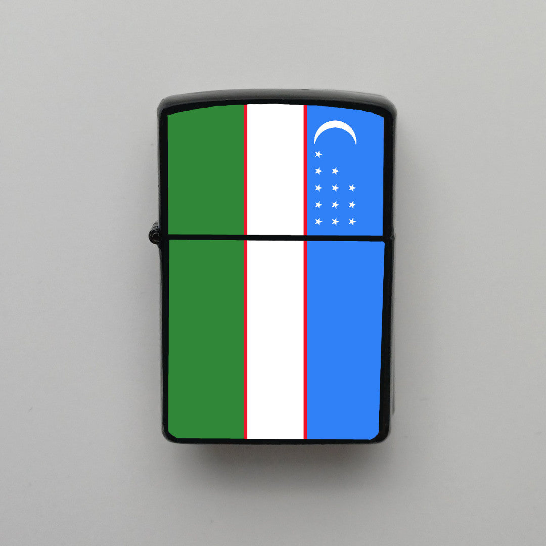 Özbekistan Uzbekistan Bayrağı - Benzinli Siyah Çakmak - Hediyelik