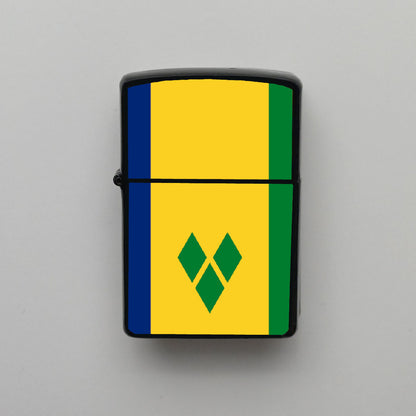 Saint Vincent ve Grenadinler Bayrağı - Benzinli Siyah Çakmak - Hediyelik
