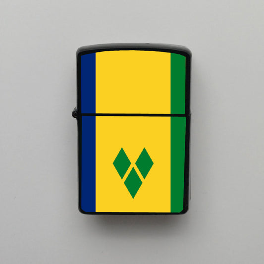 Saint Vincent ve Grenadinler Bayrağı - Benzinli Siyah Çakmak - Hediyelik