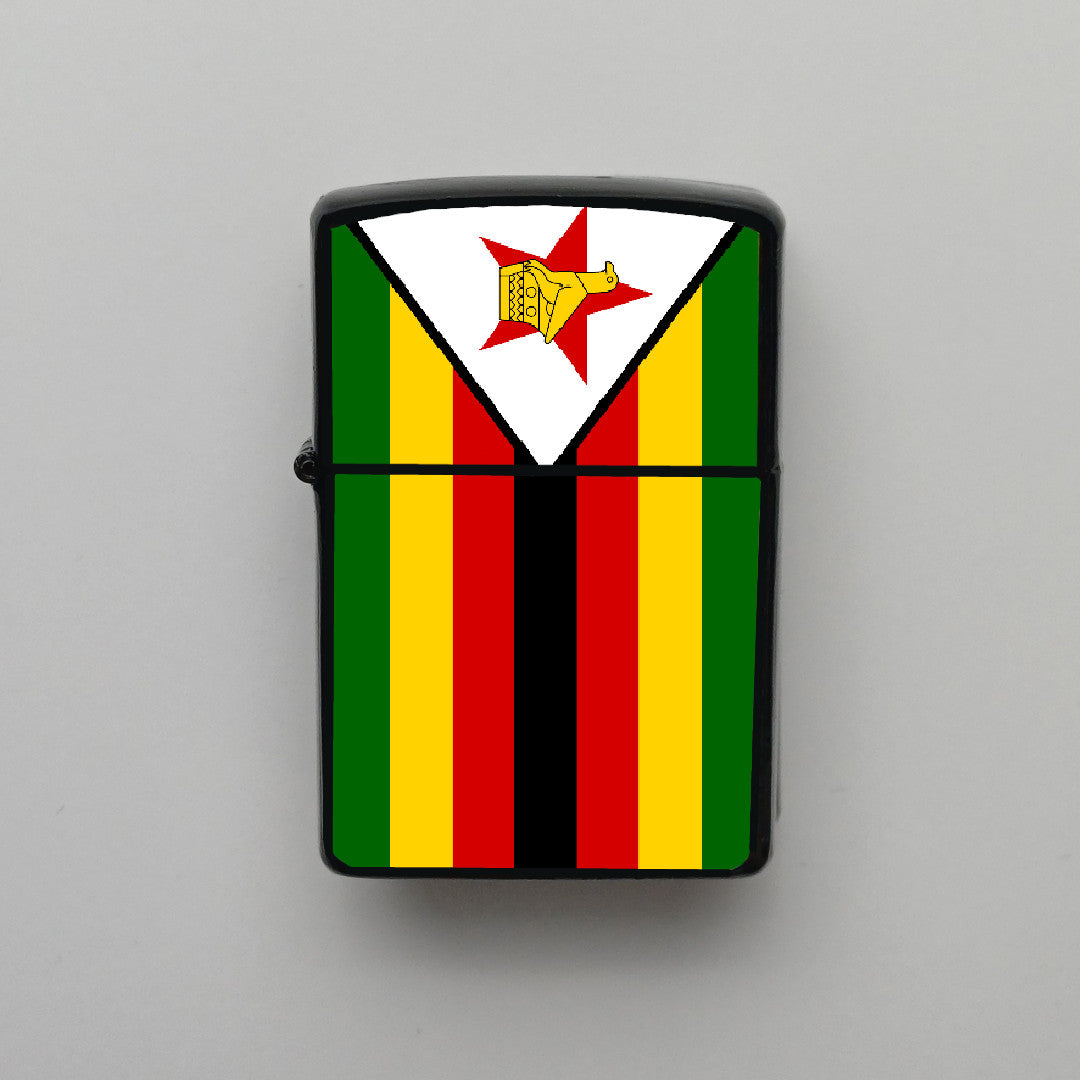 Zimbabve Bayrağı - Benzinli Siyah Çakmak - Hediyelik