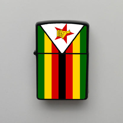 Zimbabve Bayrağı - Benzinli Siyah Çakmak - Hediyelik