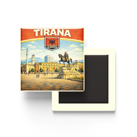 Retro Arnavutluk Tiran Şehri Temalı Vintage Buzdolap Magneti