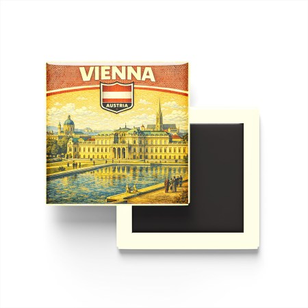 Retro Avusturya Viyana Şehri Temalı Vintage Buzdolap Magneti