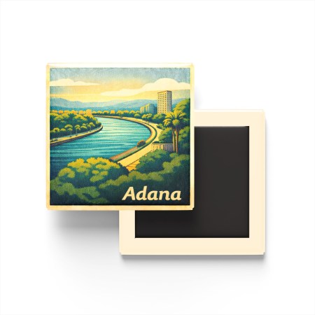 Adana - Seyhan Nehri - Baskılı Buzdolap Magneti Kare