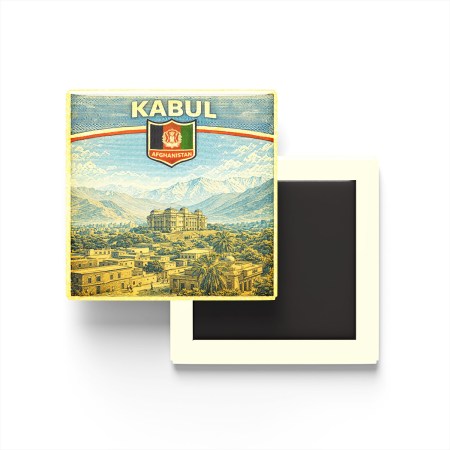 Retro Afganistan Kabil Şehri Temalı Vintage Buzdolap Magneti