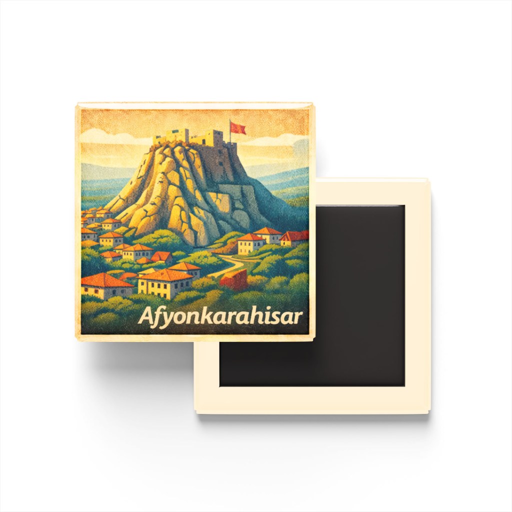 Afyonkarahisar - Afyon Kalesi - Baskılı Buzdolap Magneti Kare