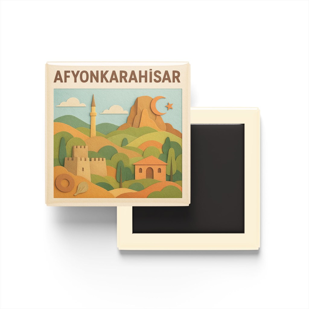 Afyonkarahisar Şehri - Pop-Art Travel Buzdolap Magneti