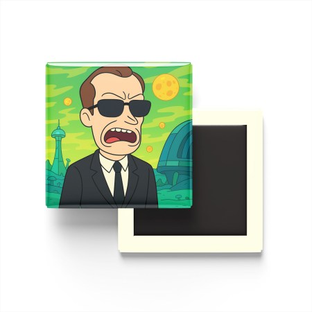 Agent Smith Baskılı Kare Buzdolap Magneti