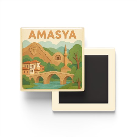 Amasya Şehri - Pop-Art Travel Buzdolap Magneti