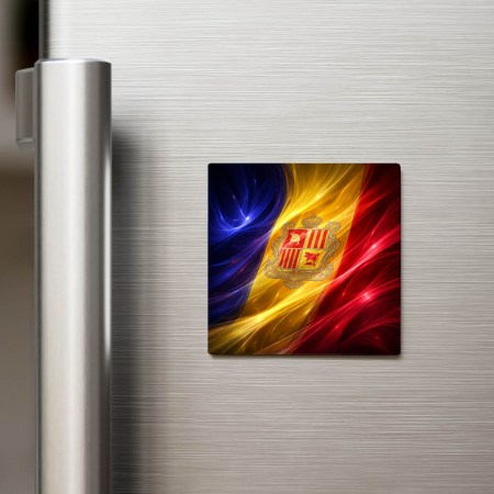 Andorra - Andorra Abstract Ülke Bayraklı Kare Buzdolap Magneti
