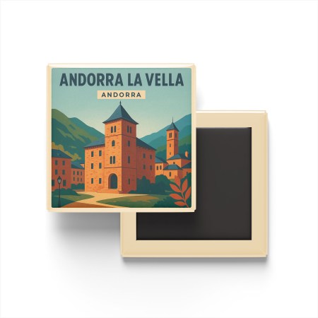 Andorra la Vella Andorra - Casa de la Vall (Meclis Binası) - Buzdolap Magneti Baskılı Kare