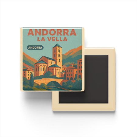 Andorra la Vella Andorra - Sant Esteve Kilisesi - Buzdolap Magneti Baskılı Kare