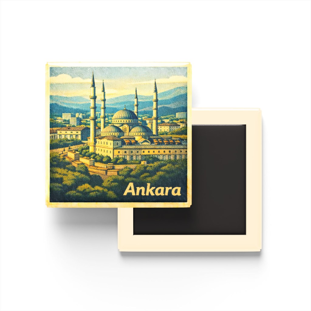 Ankara - Kocatepe Camii - Baskılı Buzdolap Magneti Kare