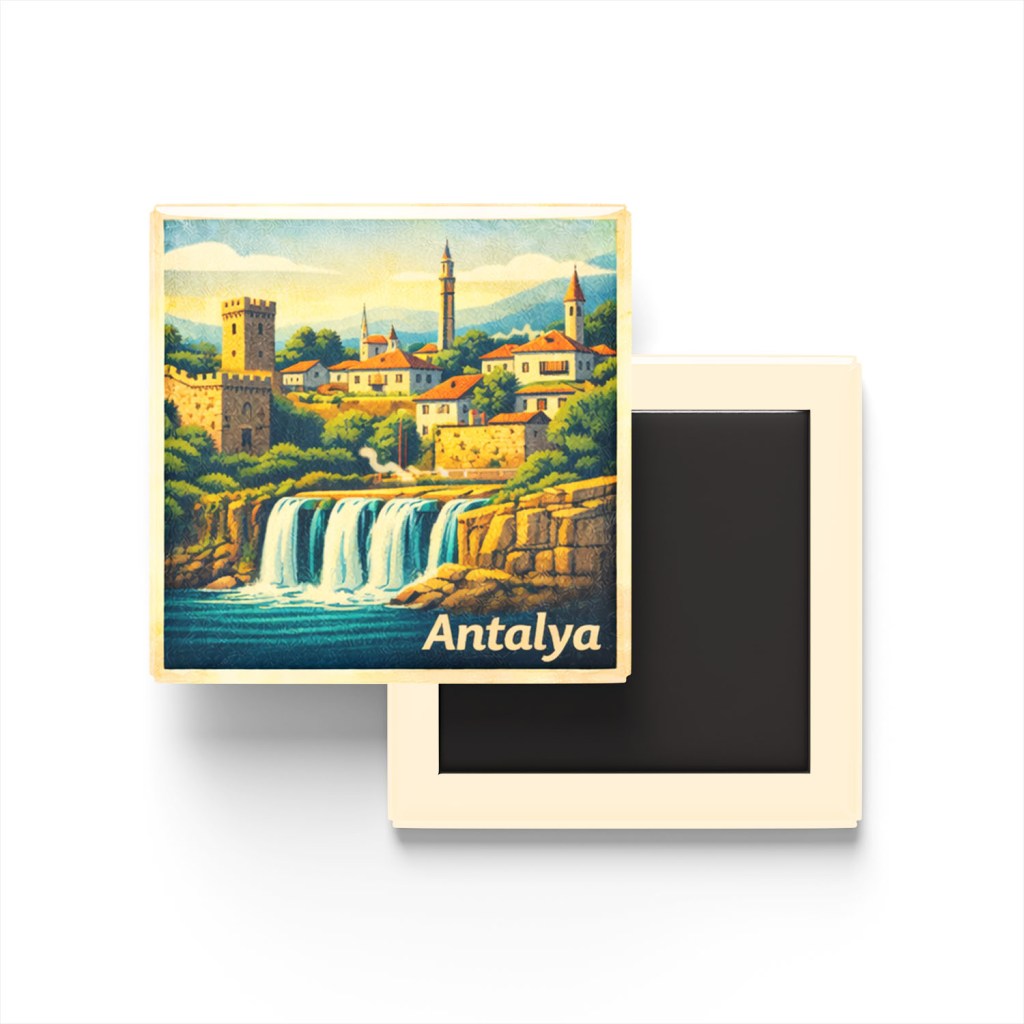 Antalya - Kaleiçi - Baskılı Buzdolap Magneti Kare