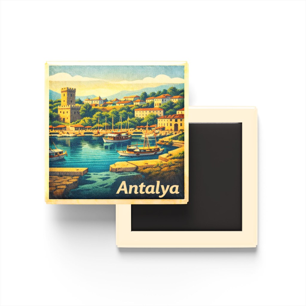 Antalya - Eski Liman - Baskılı Buzdolap Magneti Kare
