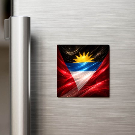 Antigua ve Barbuda - Antigua and Barbuda Abstract Ülke Bayraklı Kare Buzdolap Magneti