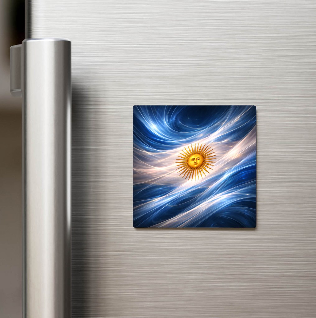 Arjantin - Argentina Abstract Ülke Bayraklı Kare Buzdolap Magneti