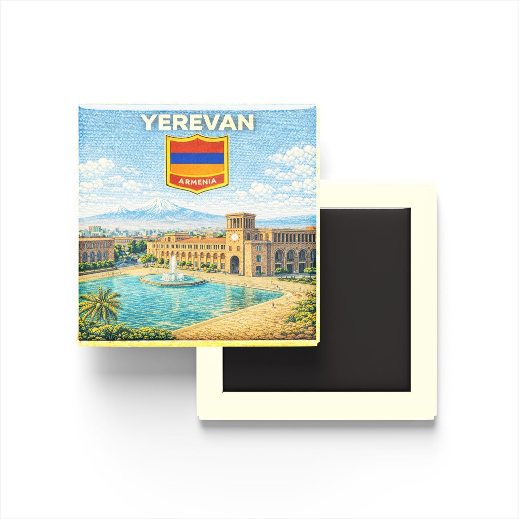 Retro Ermenistan Erivan Şehri Temalı Vintage Buzdolap Magneti