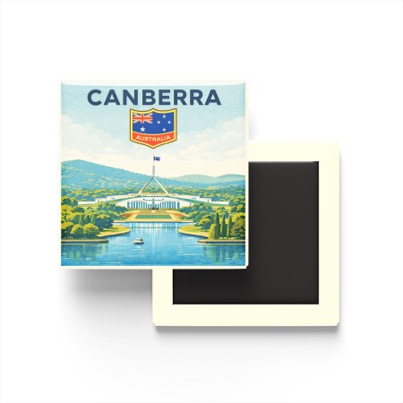 Retro Avustralya Canberra Şehri Temalı Vintage Buzdolap Magneti