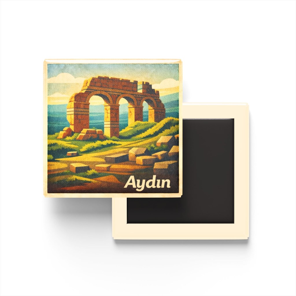 Aydın - Tralleis Antik Kenti - Baskılı Buzdolap Magneti Kare