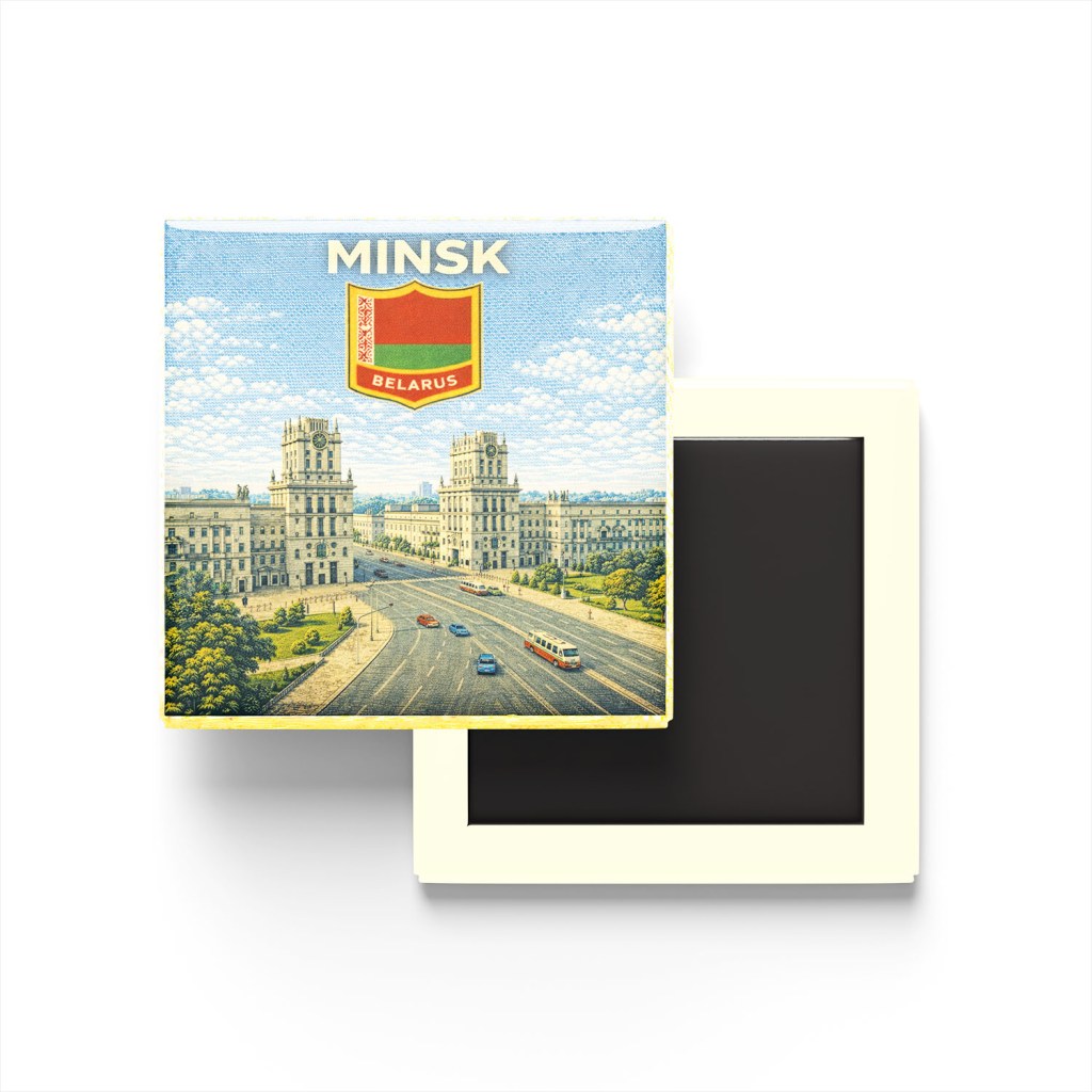 Retro Belarus Minsk Şehri Temalı Vintage Buzdolap Magneti
