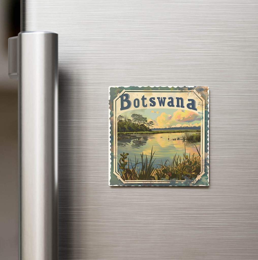 Botsvana Botswana - Posta Pulu Temalı Ülke - Baskılı Buzdolap Magneti Kare