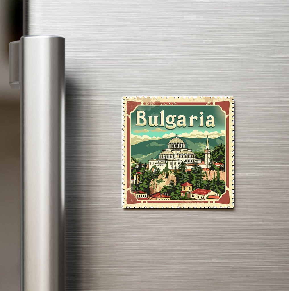 Bulgaristan Bulgaria - Posta Pulu Temalı Ülke - Baskılı Buzdolap Magneti Kare