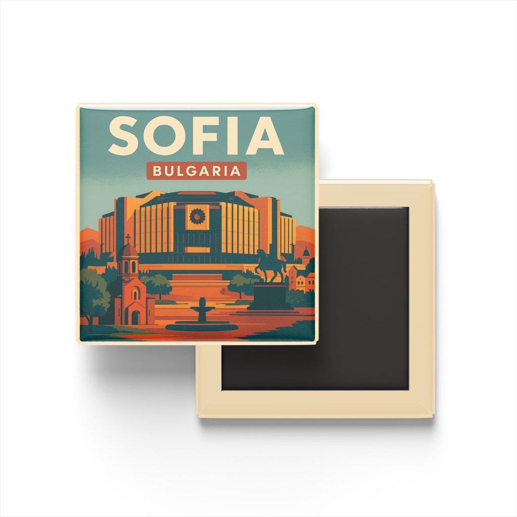 Sofya Bulgaristan - Ulusal Kültür Sarayı - Buzdolap Magneti Baskılı Kare