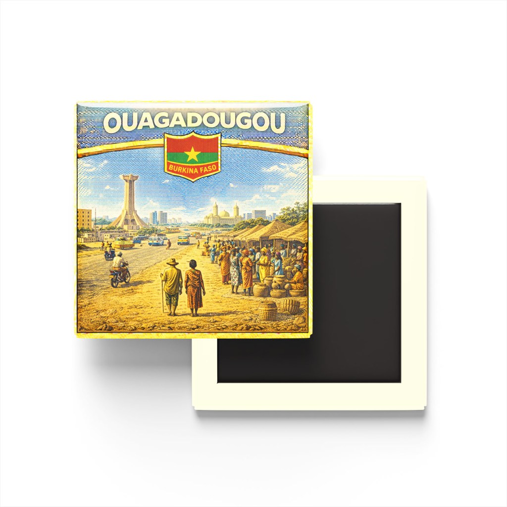 Retro Burkina Faso Ouagadougou Şehri Temalı Vintage Buzdolap Magneti