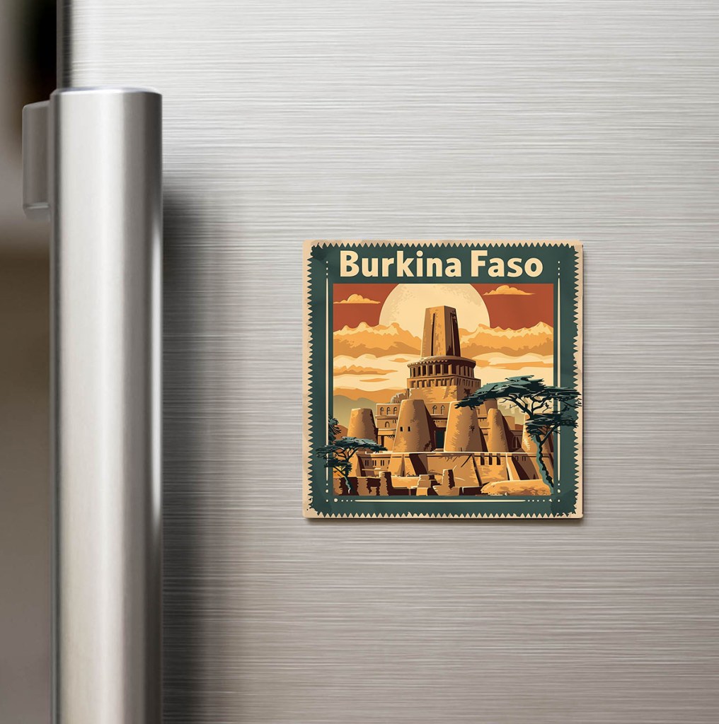 Burkina Faso Burkina Faso - Posta Pulu Temalı Ülke - Baskılı Buzdolap Magneti Kare