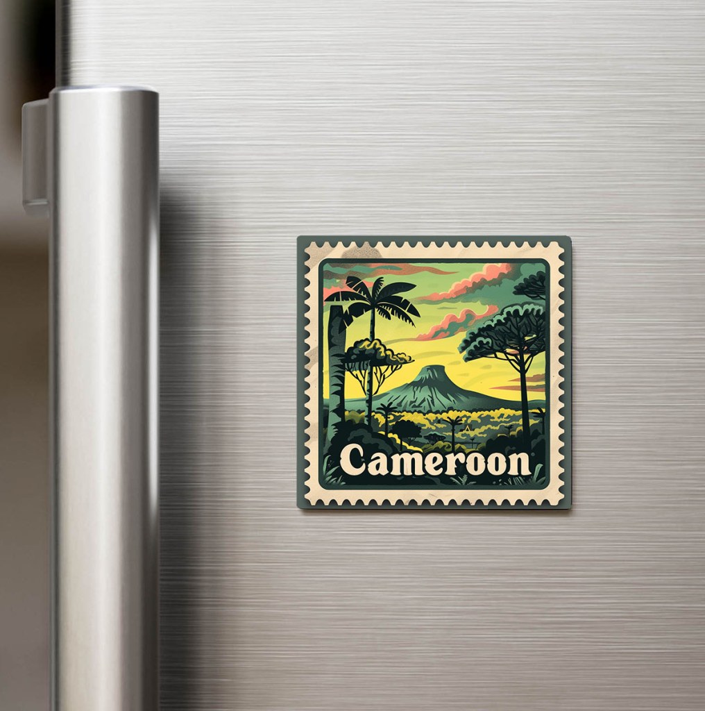 Kamerun Cameroon - Posta Pulu Temalı Ülke - Baskılı Buzdolap Magneti Kare