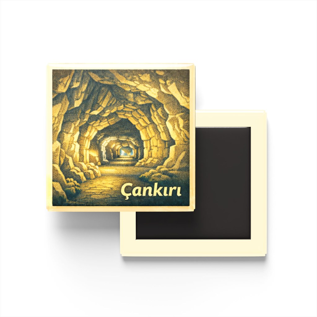 Çankırı - Tuz Mağarası - Baskılı Buzdolap Magneti Kare
