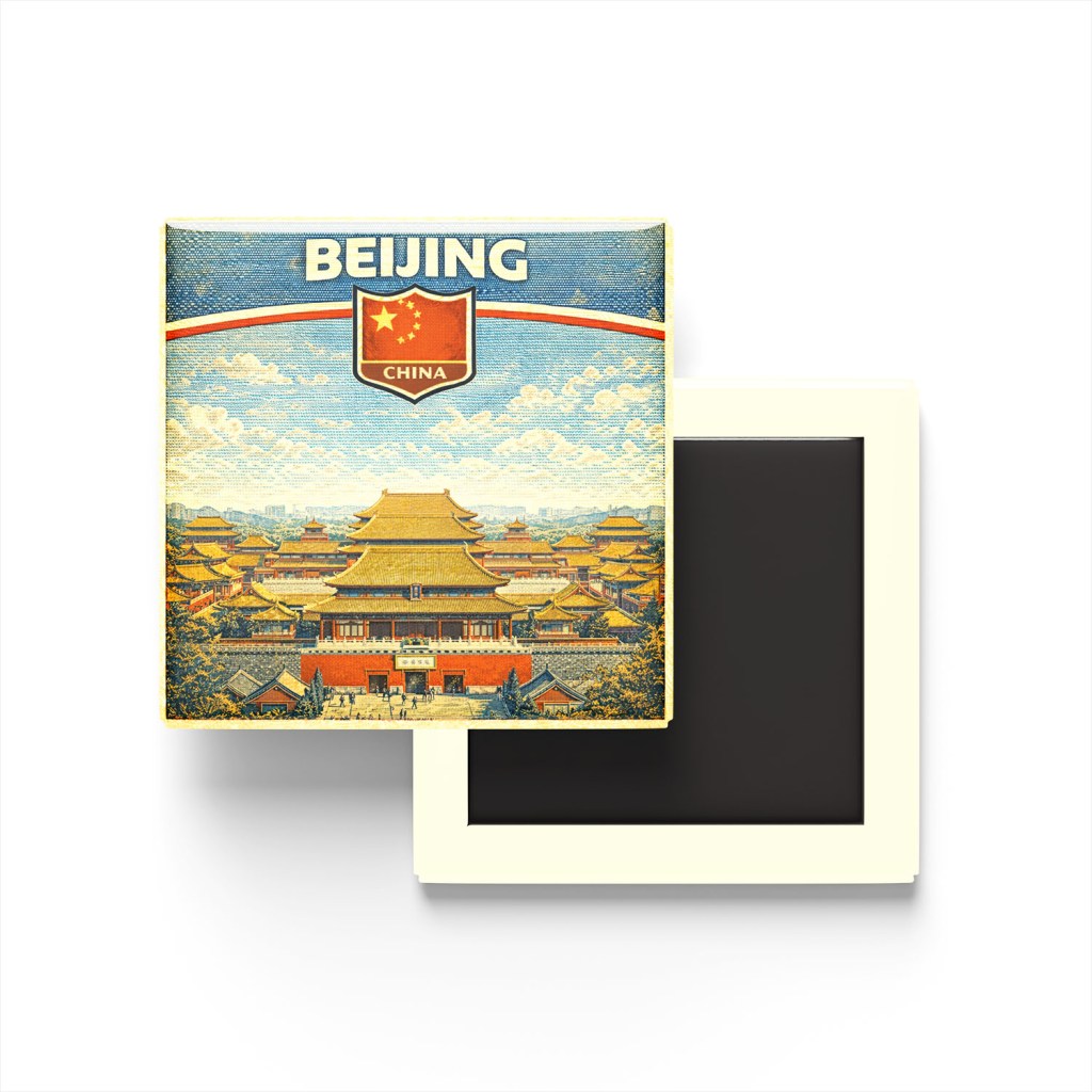 Retro Çin Pekin Şehri Temalı Vintage Buzdolap Magneti