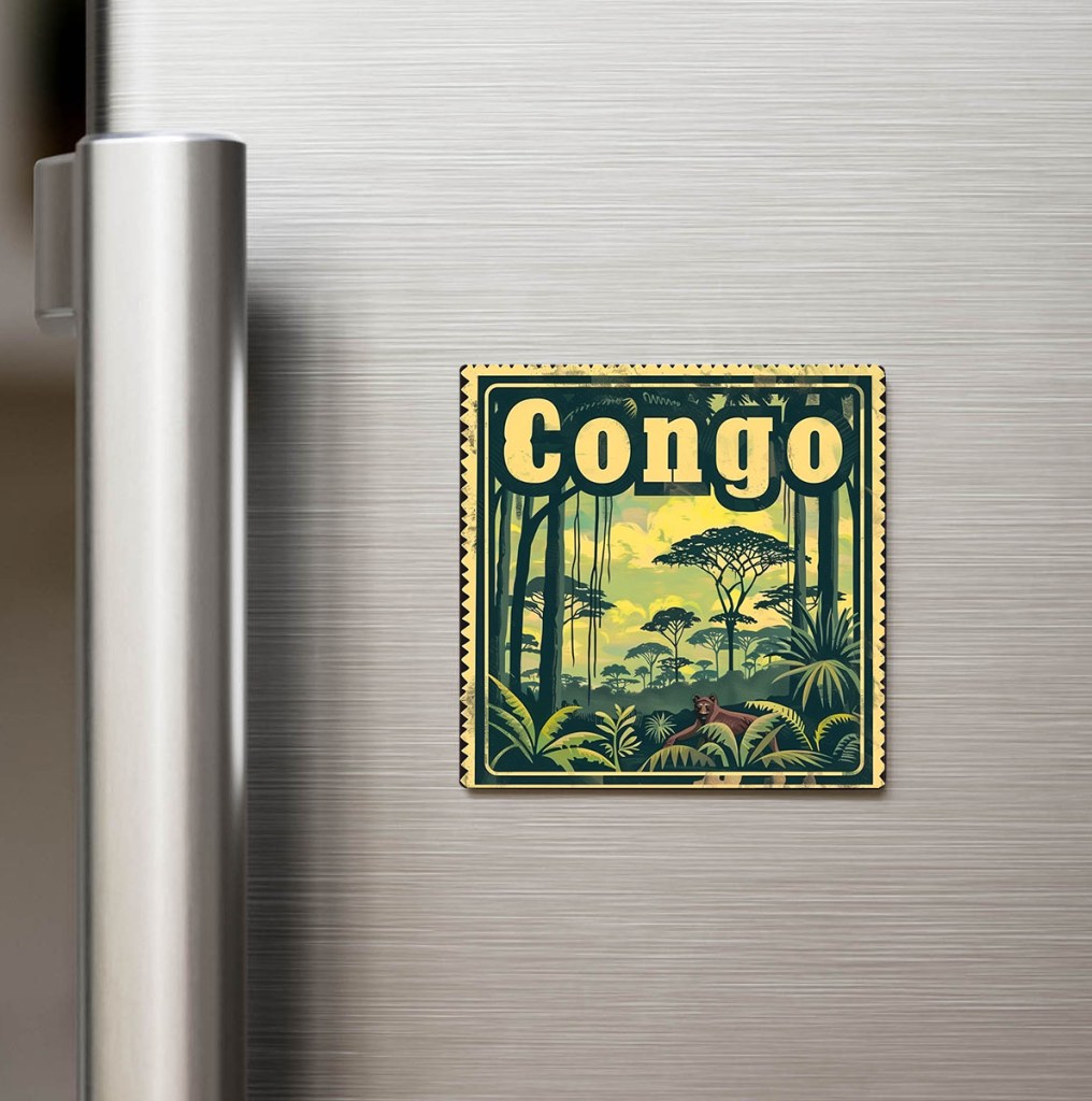 Kongo Congo - Posta Pulu Temalı Ülke - Baskılı Buzdolap Magneti Kare
