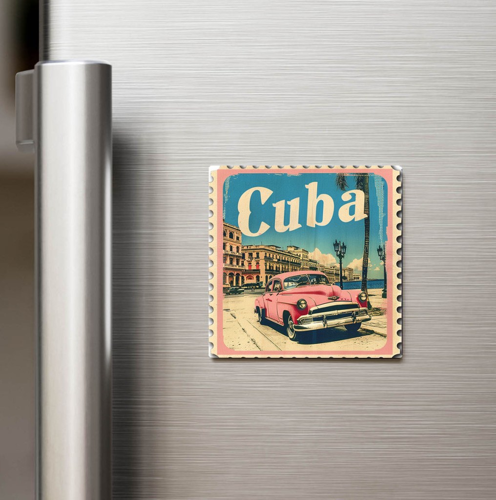Küba Cuba - Posta Pulu Temalı Ülke - Baskılı Buzdolap Magneti Kare