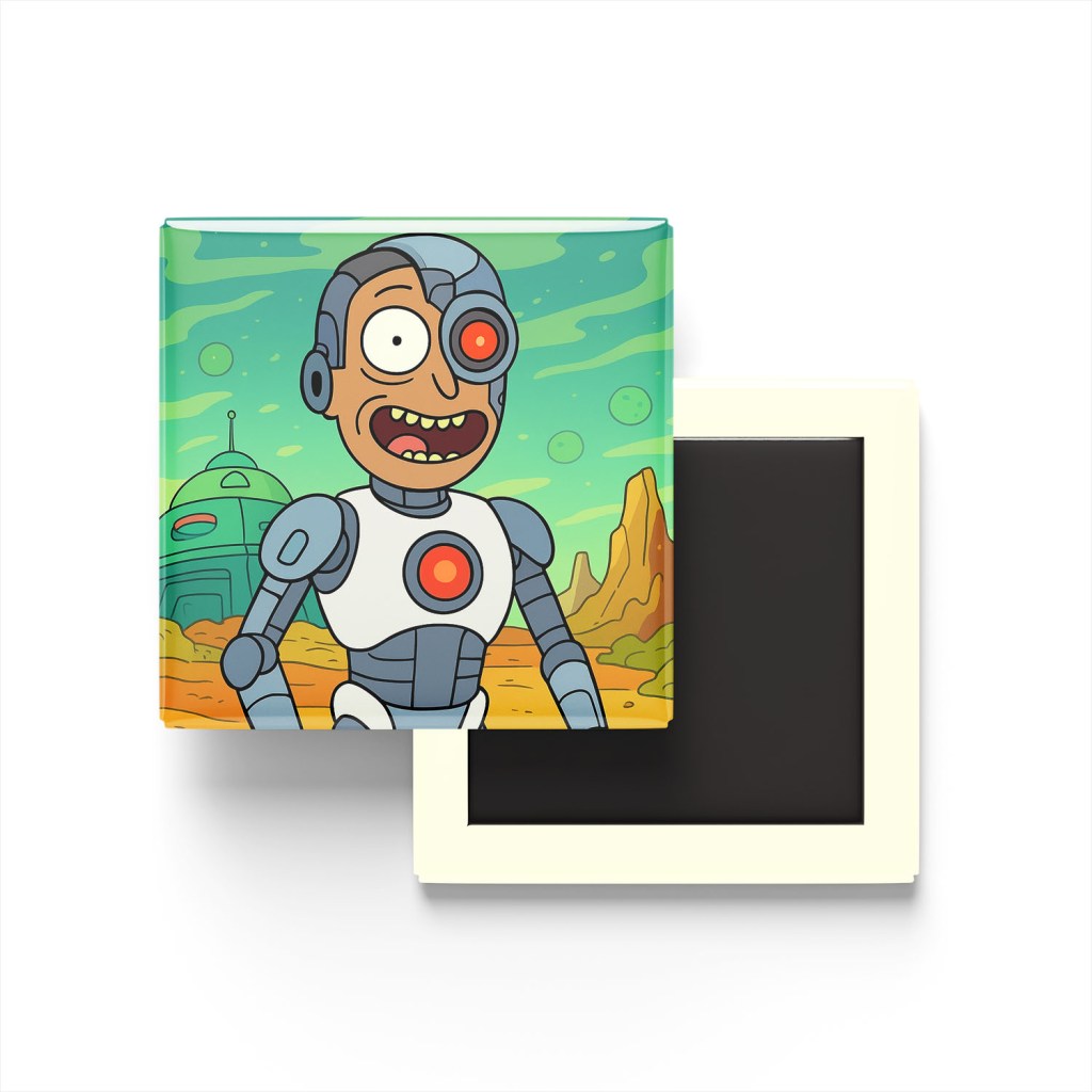 Cyborg Baskılı Kare Buzdolap Magneti
