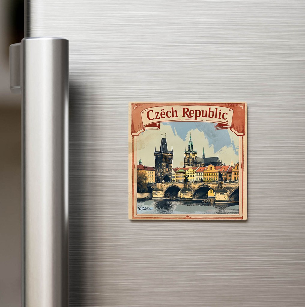 Çekya Czech Republic - Posta Pulu Temalı Ülke - Baskılı Buzdolap Magneti Kare