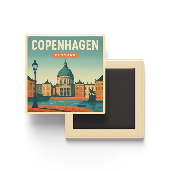 Kopenhag Danimarka - Amalienborg Sarayı - Buzdolap Magneti Baskılı Kare