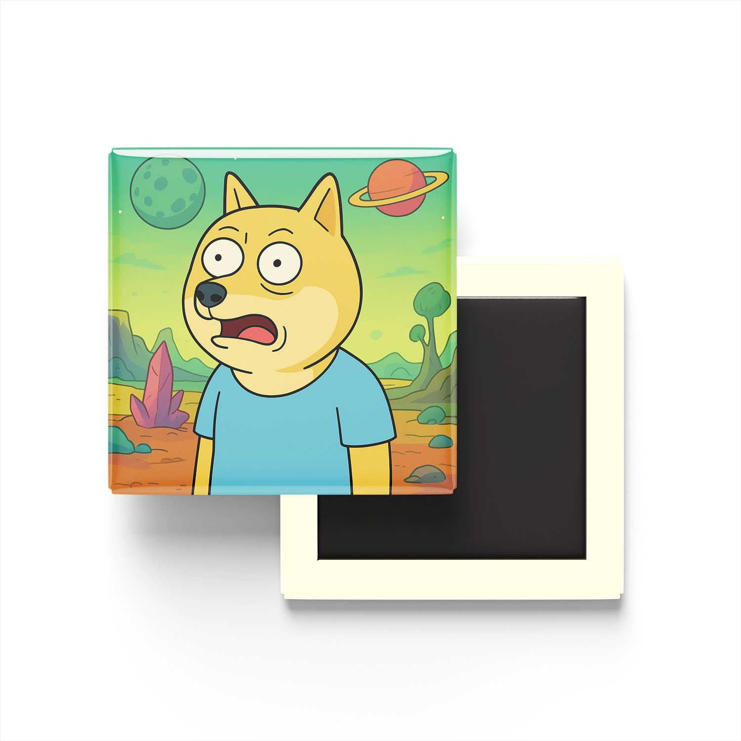 Doge Baskılı Kare Buzdolap Magneti
