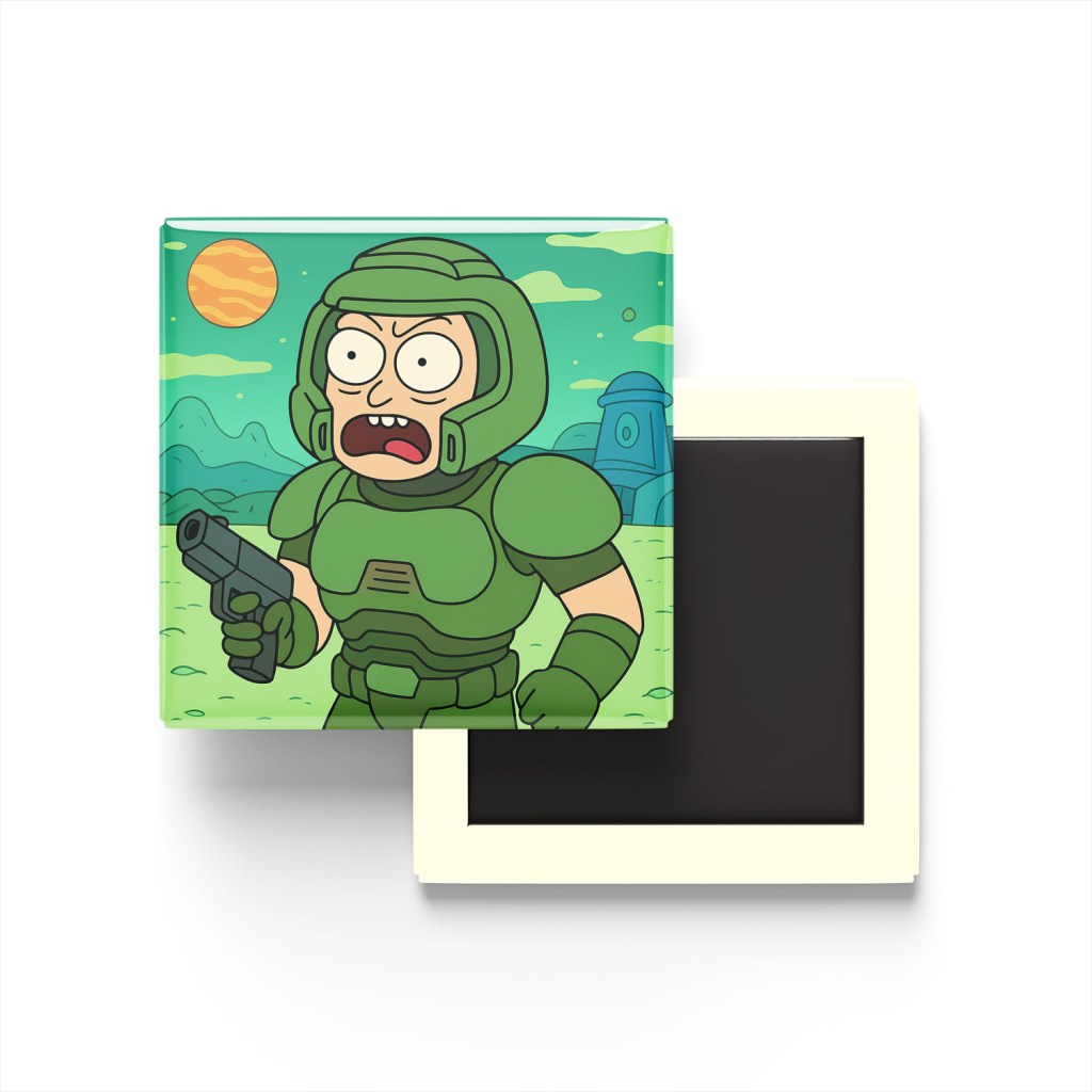 Doom Slayer Baskılı Kare Buzdolap Magneti