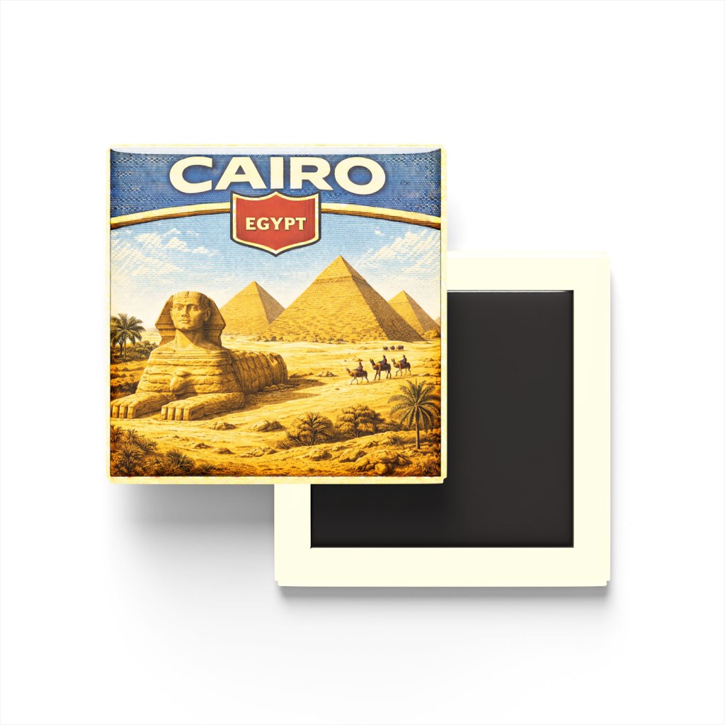 Retro Mısır Kahire Şehri Temalı Vintage Buzdolap Magneti