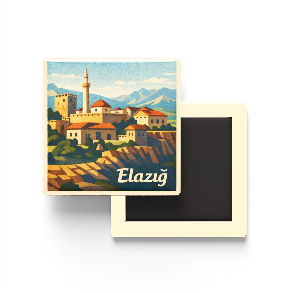 Elazığ - Eski Harput - Baskılı Buzdolap Magneti Kare