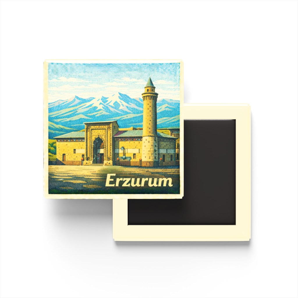 Erzurum - Yakutiye Medresesi - Baskılı Buzdolap Magneti Kare