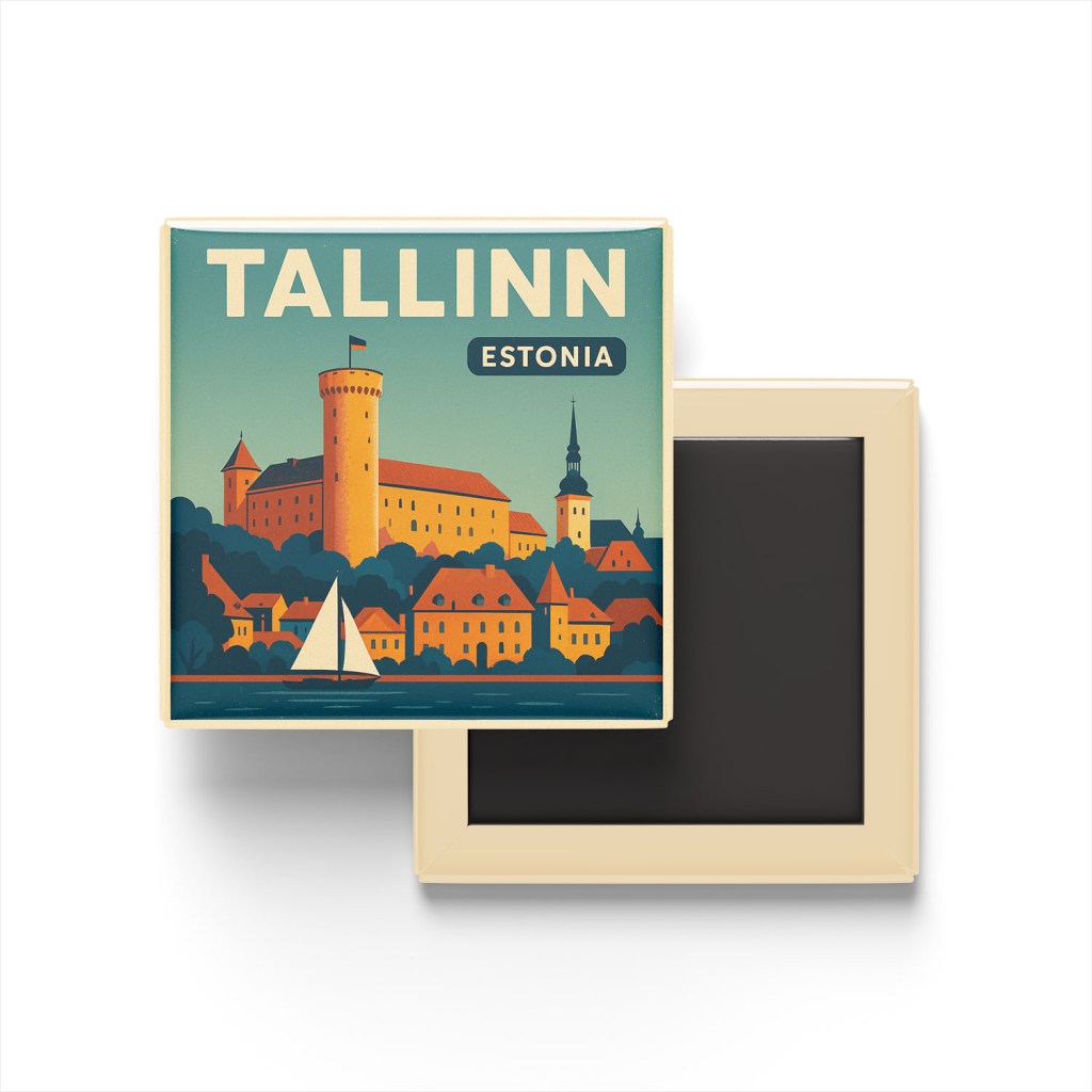 Tallinn Estonya - Toompea Kalesi - Buzdolap Magneti Baskılı Kare