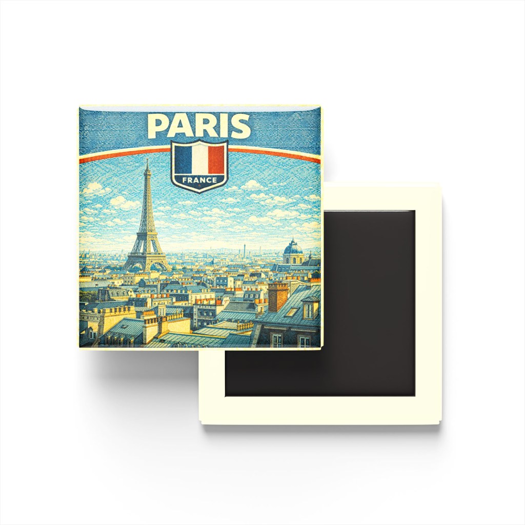 Retro Fransa Paris Şehri Temalı Vintage Buzdolap Magneti