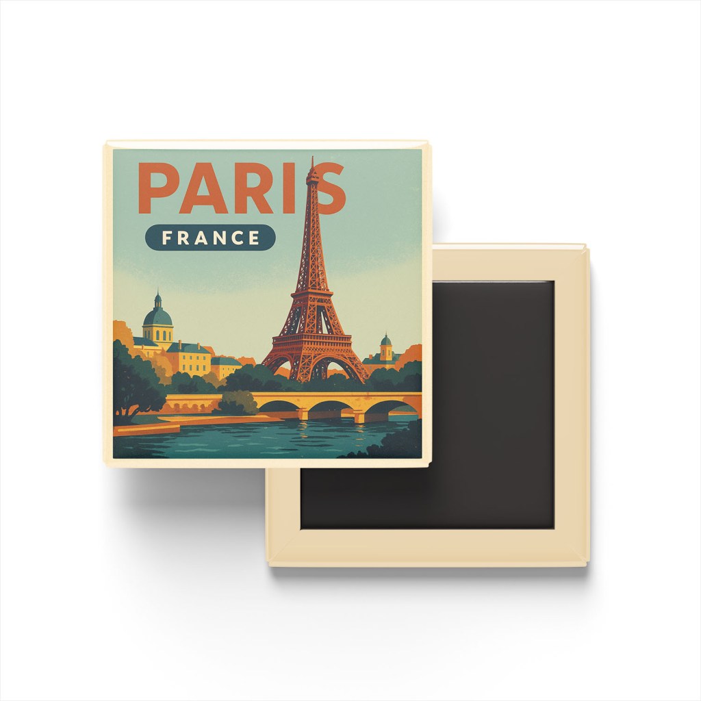 Paris Fransa - Eyfel Kulesi - Buzdolap Magneti Baskılı Kare