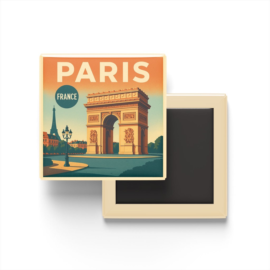 Paris Fransa - Zafer Takı - Buzdolap Magneti Baskılı Kare